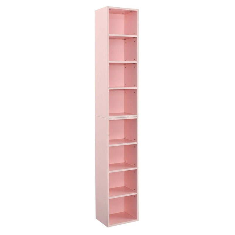 8-Tier Media Tower Rack,CD DVD Slim Storage Cabinet with Adjustable Shelves,Multi-functional double-decker bookcase