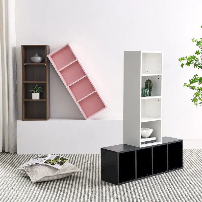 8-Tier Media Tower Rack,CD DVD Slim Storage Cabinet with Adjustable Shelves,Multi-functional double-decker bookcase