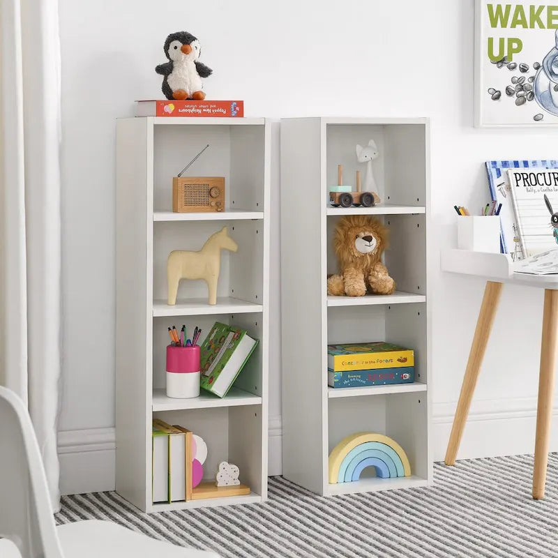 8-Tier Media Tower Rack,CD DVD Slim Storage Cabinet with Adjustable Shelves,Multi-functional double-decker bookcase