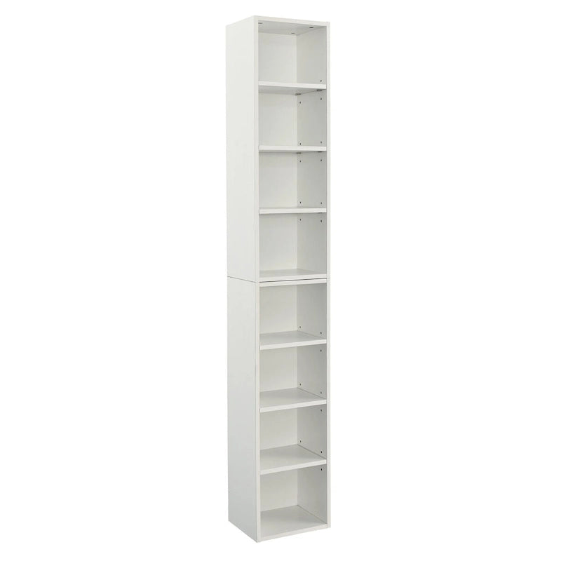 8-Tier Media Tower Rack,CD DVD Slim Storage Cabinet with Adjustable Shelves,Multi-functional double-decker bookcase