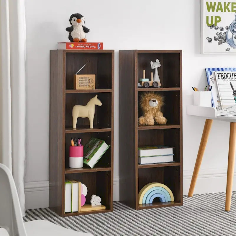 8-Tier Media Tower Rack,CD DVD Slim Storage Cabinet with Adjustable Shelves,Multi-functional double-decker bookcase