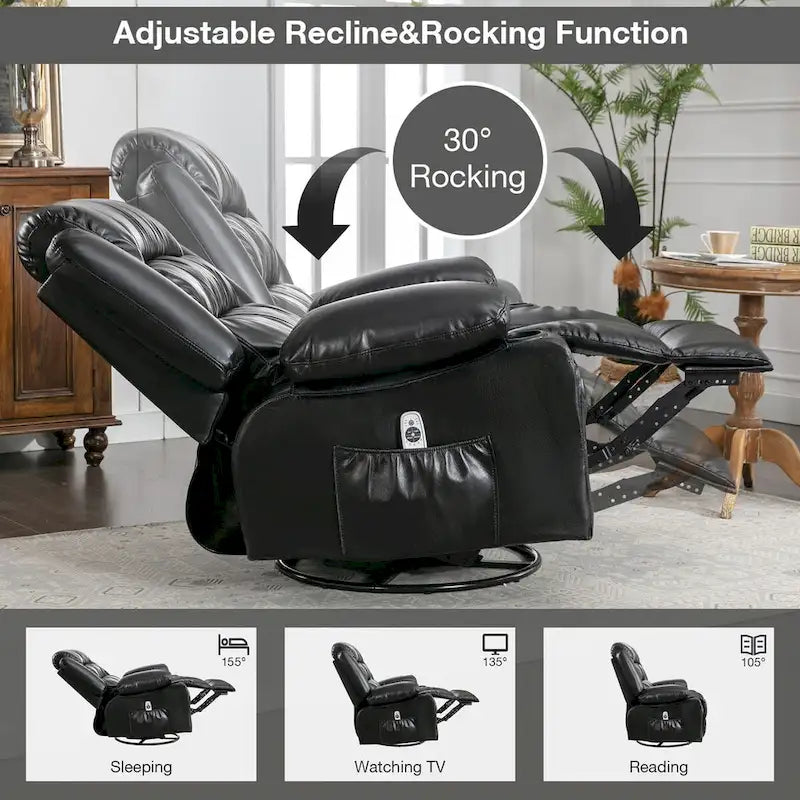Massage Swivel Rocker Recliner Chair with Vibration Massage and Heat Ergonomic Lounge Chair USB Charge Port