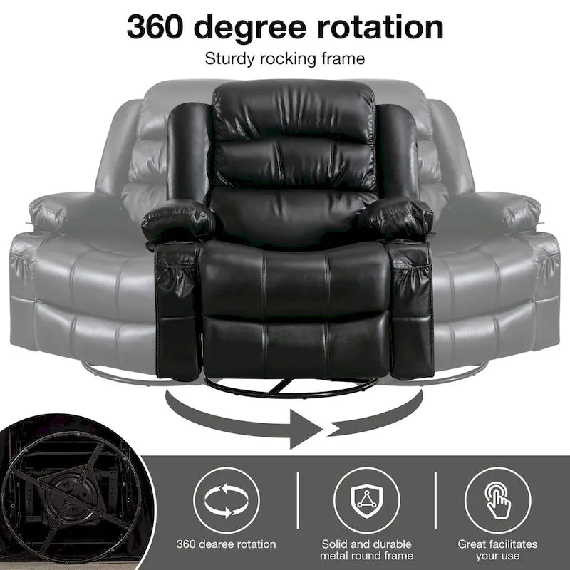 Massage Swivel Rocker Recliner Chair with Vibration Massage and Heat Ergonomic Lounge Chair USB Charge Port