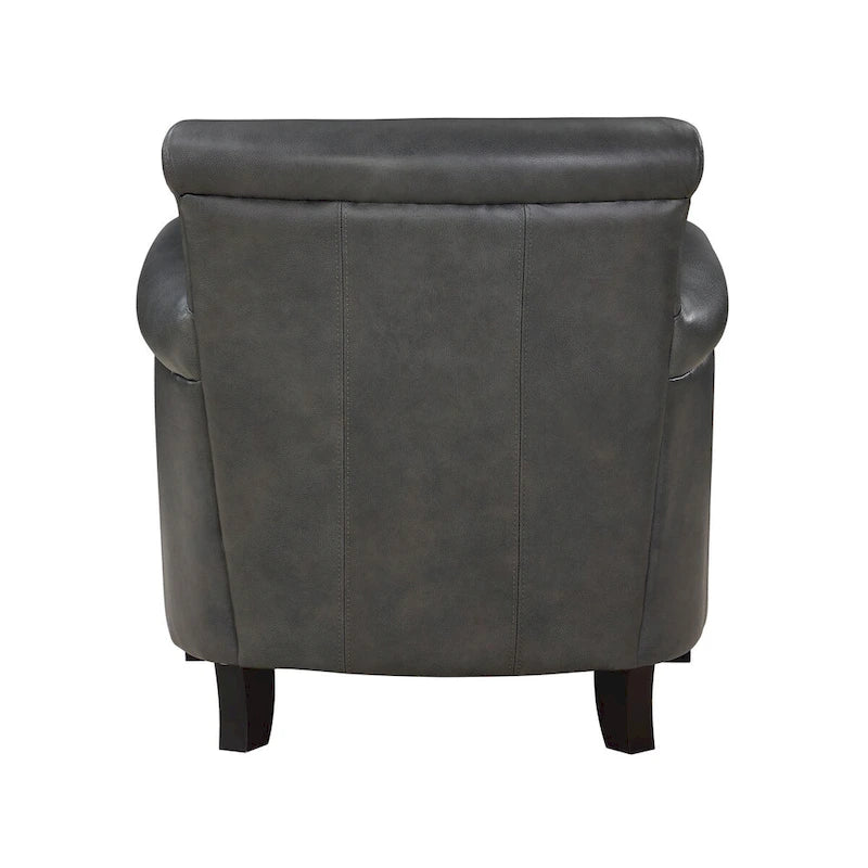 Traditional Leather Accent Chair 1pc Solid Wood Frame Top-Grain Leather Nailhead Trim Classic Modern Living Room Furniture