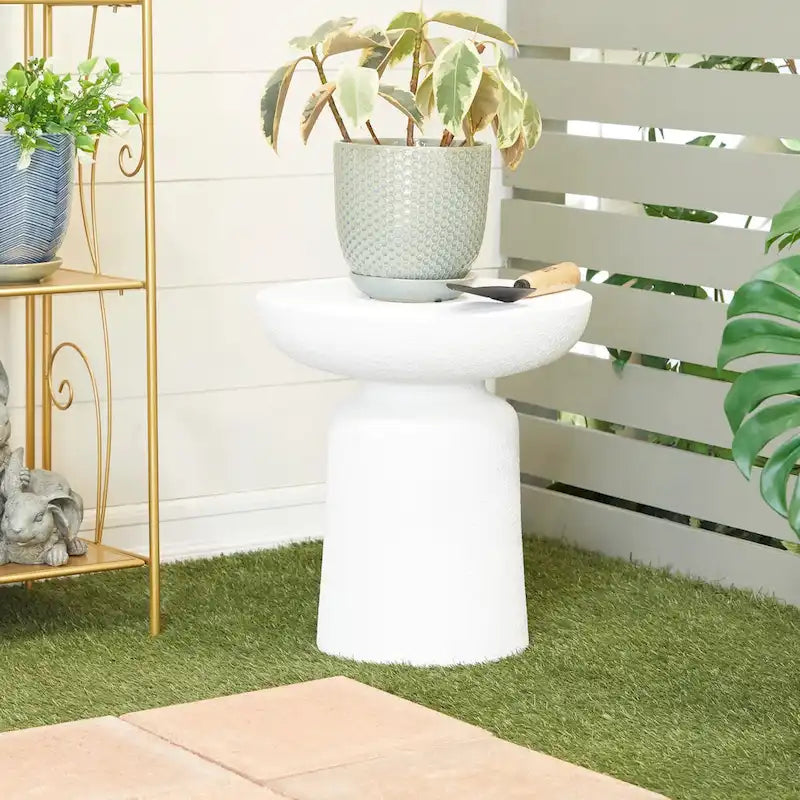 Magnesium Oxide Outdoor Accent Table - Dark Gray or White
