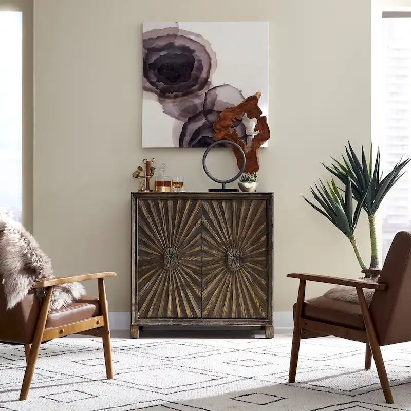 Aged Whiskey 2 Door Wine Accent Cabinet
