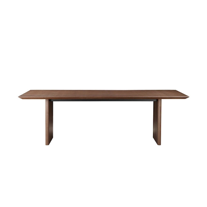 94 Inch Dining Table, Rectangular Top, Wide Panel Legs, Walnut Brown