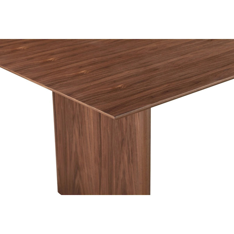 94 Inch Dining Table, Rectangular Top, Wide Panel Legs, Walnut Brown