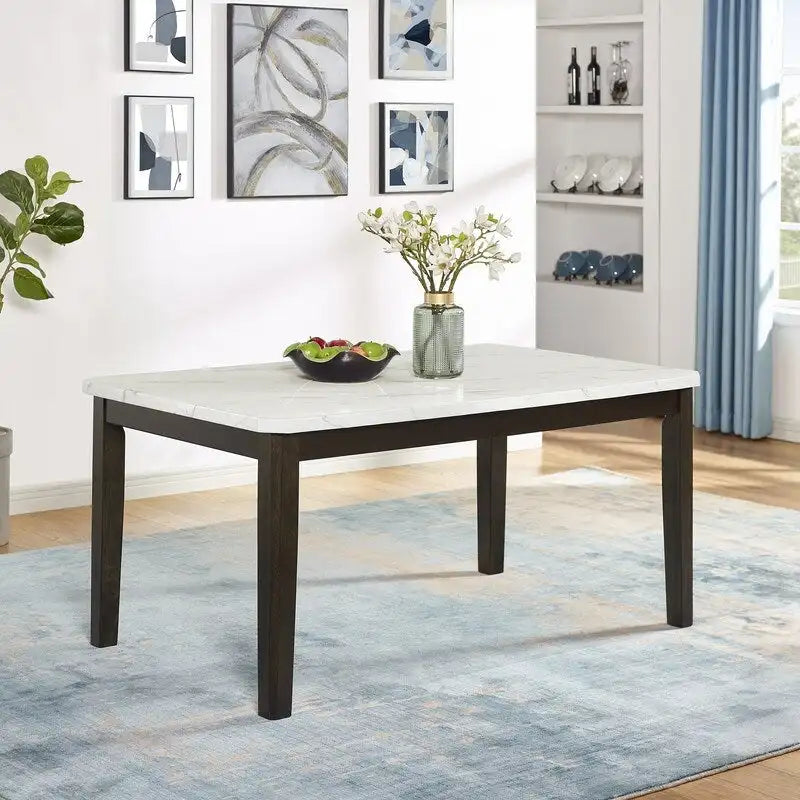 Table de salle à manger en faux marbre de la meilleure qualité - Faux marbre blanc - Table uniquement