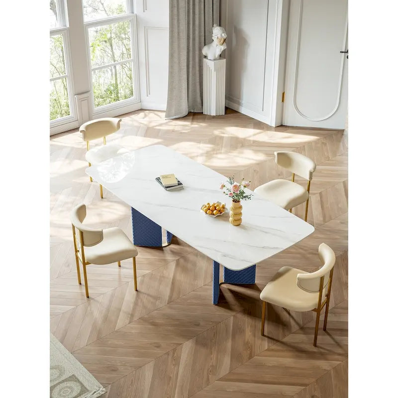 Table à manger rectangulaire blanche 180 cm (8 places) - 180P90L75H