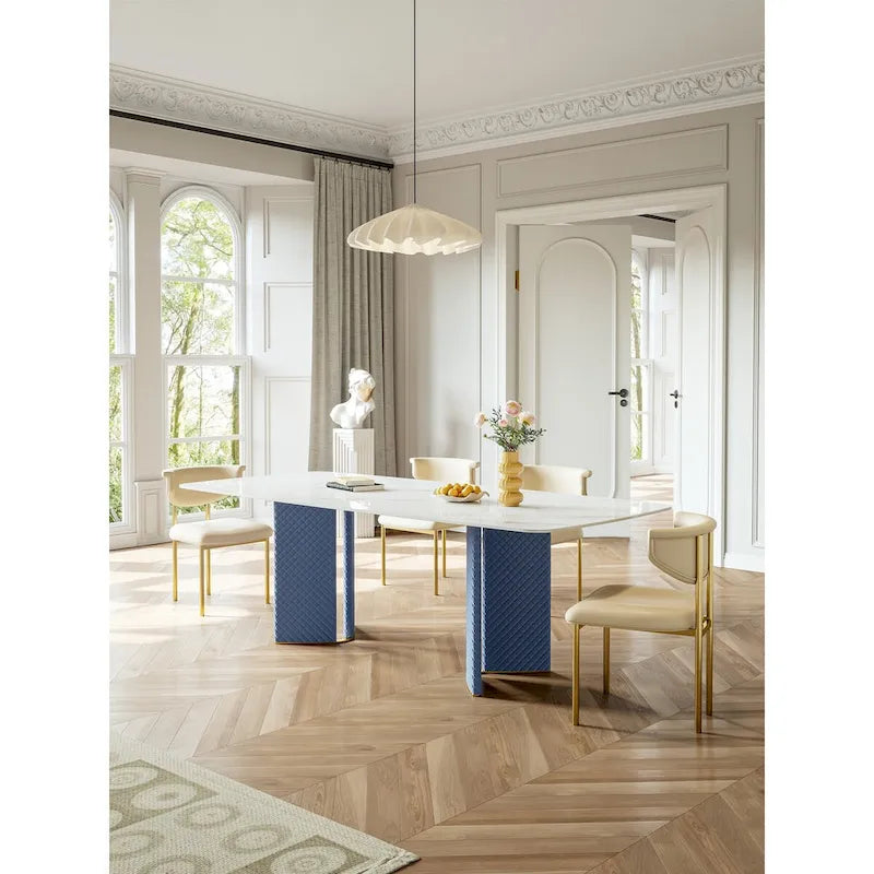 Rectangle White 70.86 in. Dining Table (8 Seats) - 70.86D35.43W29.52H