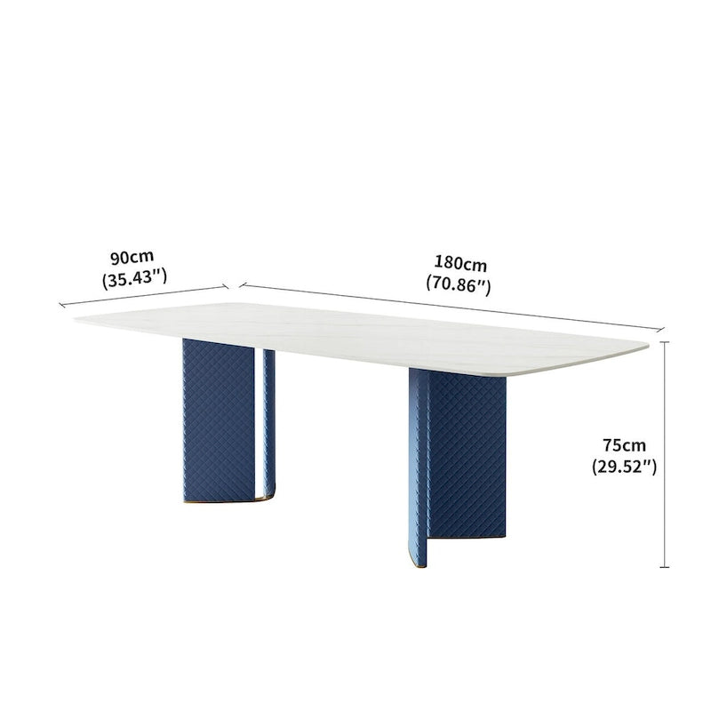 Table à manger rectangulaire blanche 180 cm (8 places) - 180P90L75H